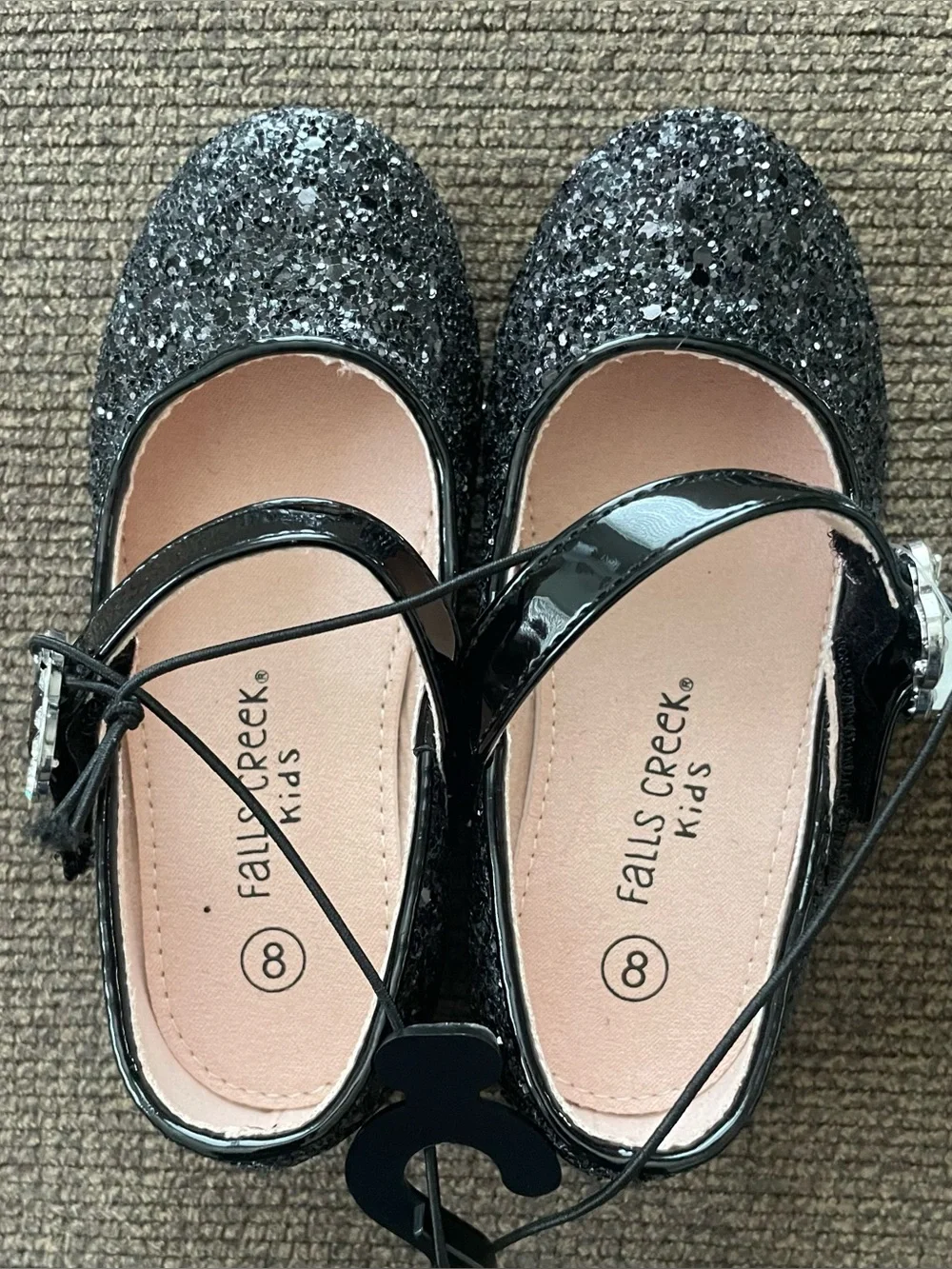 NWT Toddler Girls Falls Creek Margot Black Dress Shoes ~ Glitter ~ Size 8